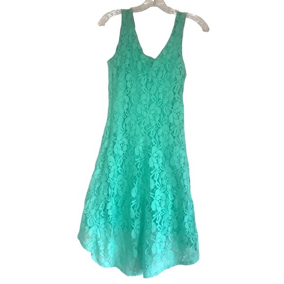 Halo Mint Green Lace Sleeveless Fit & Flare Hi Low Dress Womens Size Small - Picture 4 of 4